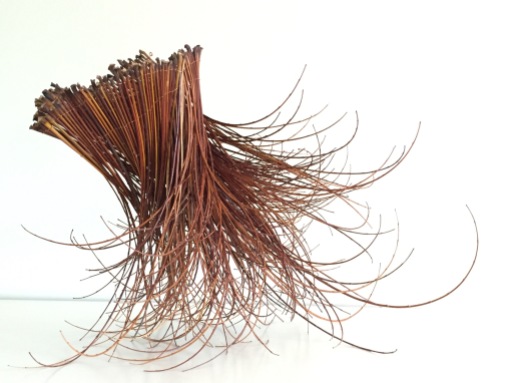 Equilibrium, sculpture, woven Delonix stems, copper wire
